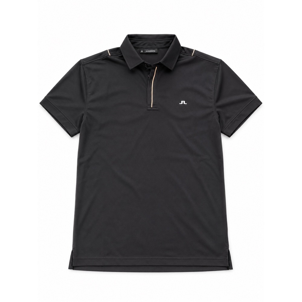 J.Lindeberg Golf Polo Shirt Mens XXL Black Mesh Spellout Performance Slim Fit TX